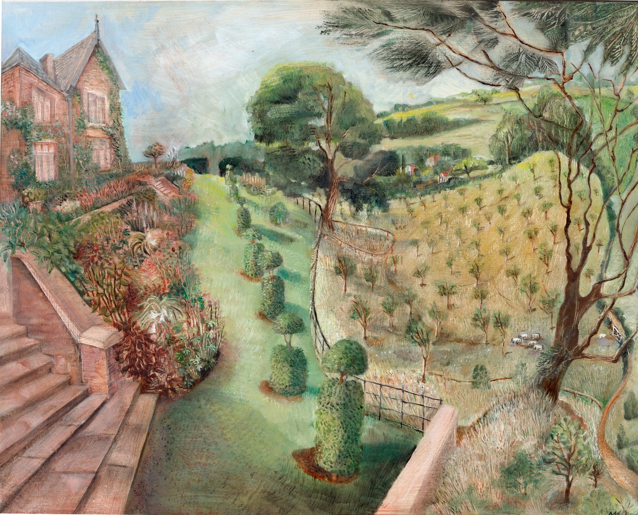 Cley Garden, 2005 (olie om bord) af Mary Kuper