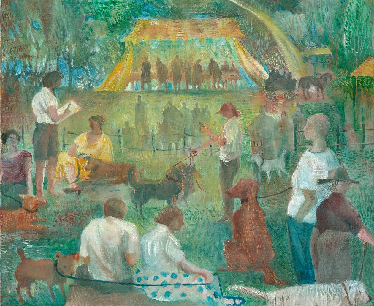 Hundeudstilling, Wadebridge, 2012 (olie ombord) af Mary Kuper