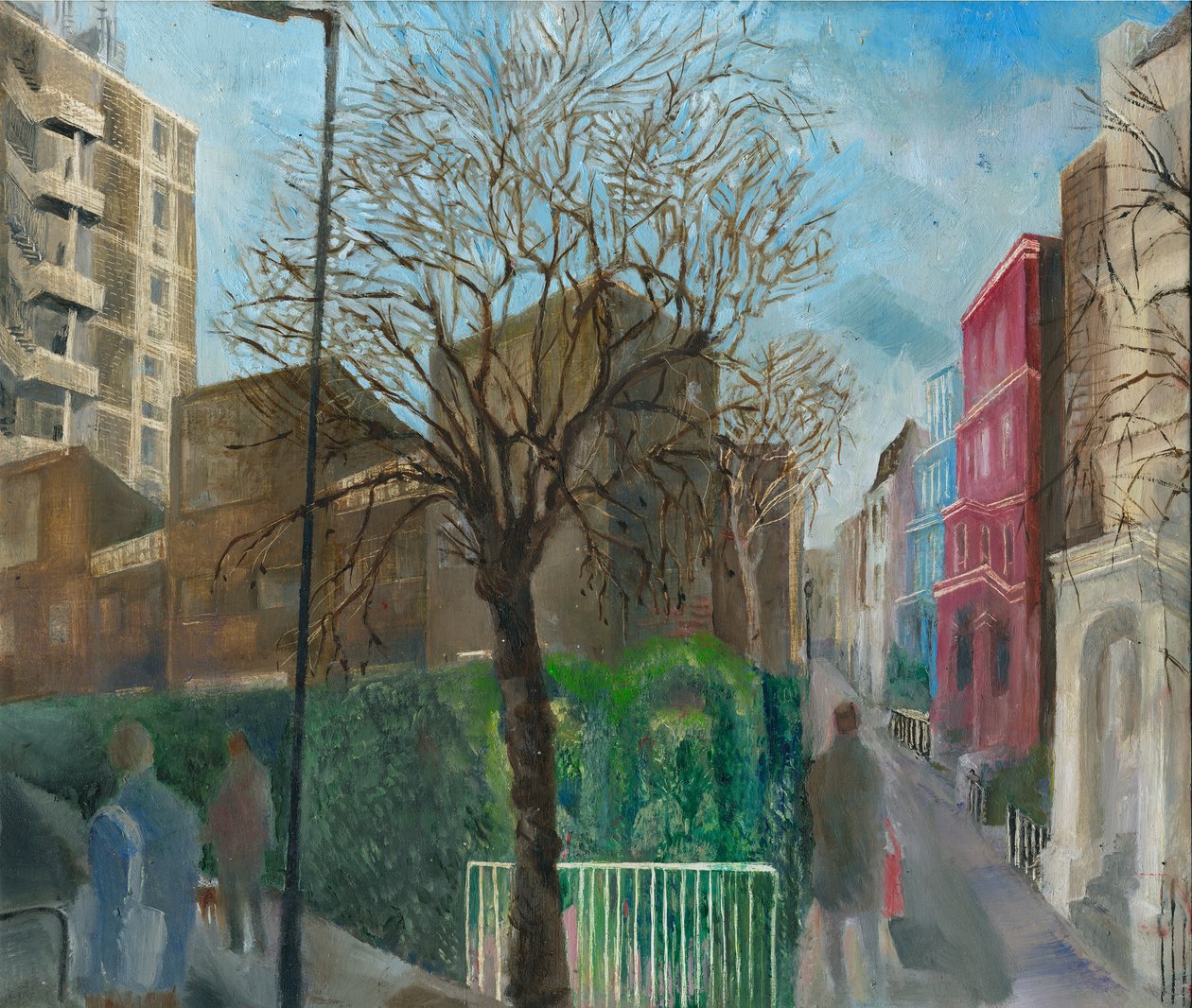 Ladbroke Grove lockdown: 5, Blenheim Crescent, 2021 (olie om bord) af Mary Kuper