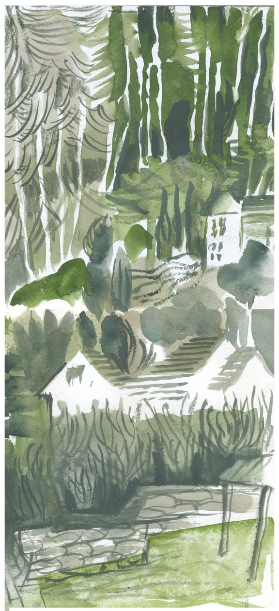 Somerset Valley, 2019 (akvarel) af Mary Kuper