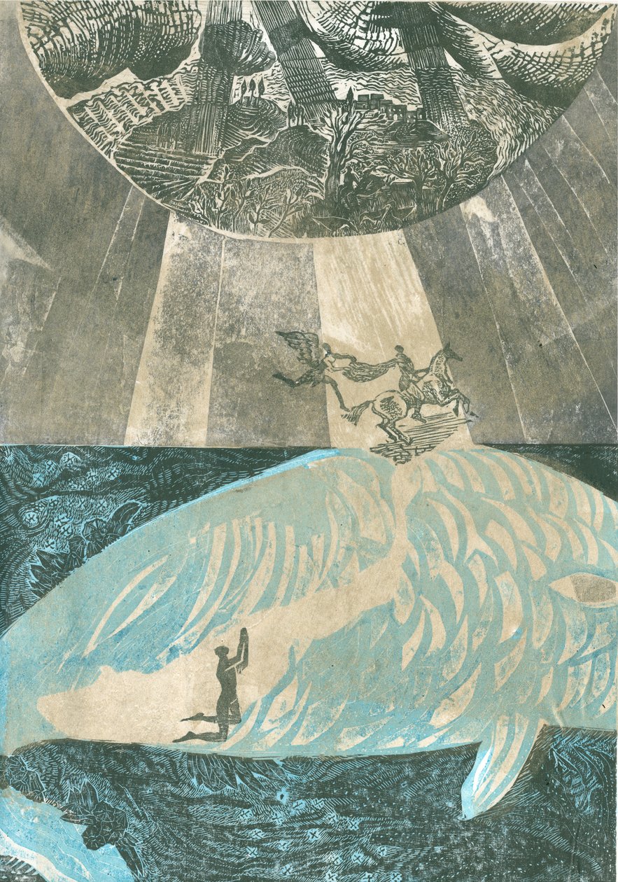 Talisman: Inside the body of the beast, 2015 (vinylgravering og collagraf) af Mary Kuper