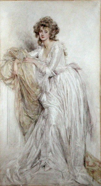 En edwardiansk dame (akvarel på papir) af Mary L. Gow