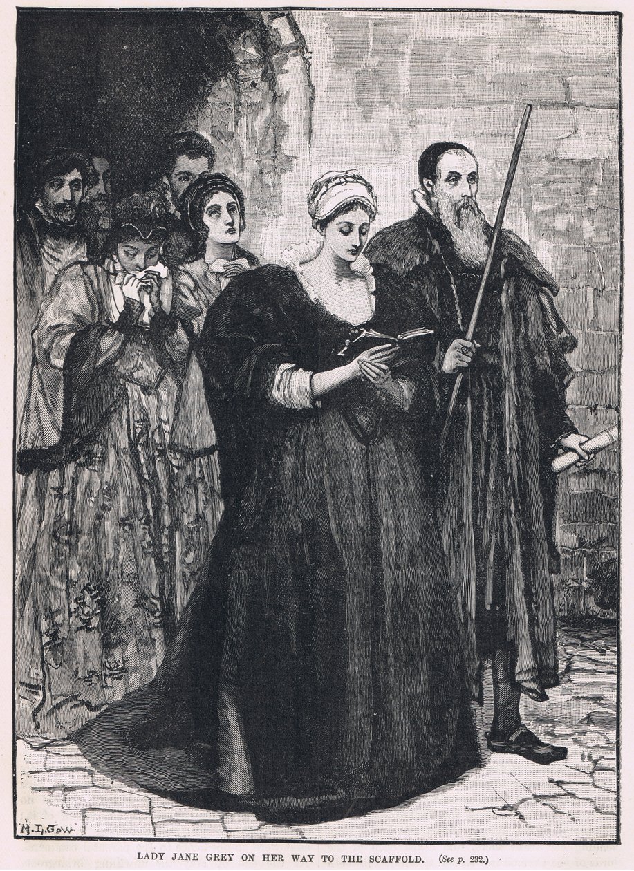 Lady Jane Gray på vej til stilladset 1554 af Mary L. Gow