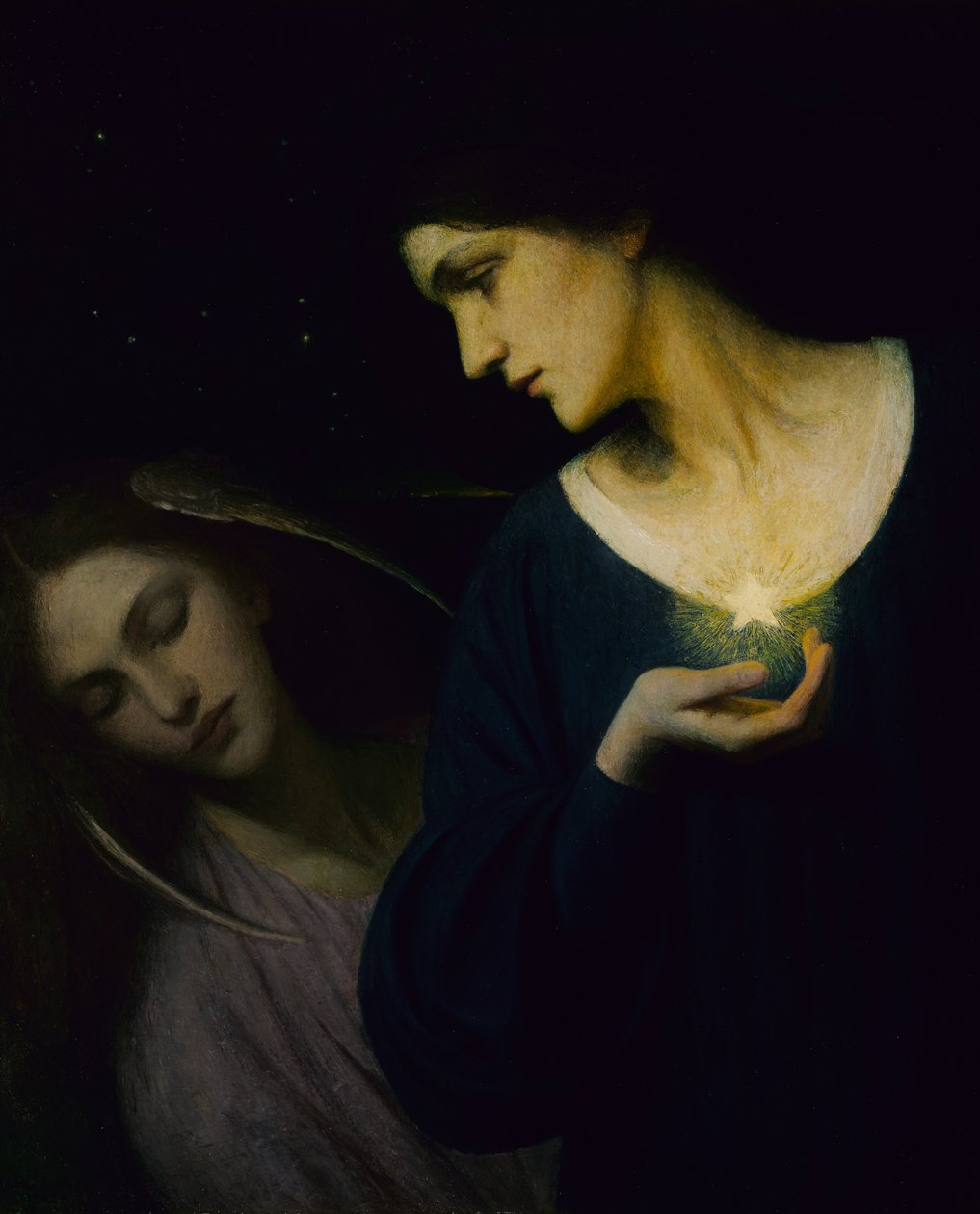 Nat og hendes datter sover, 1902. af Mary L. Macomber