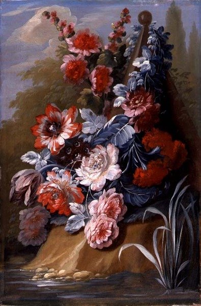 Stilleben af blomster (olie på lærred) (par 121414) af Mary Moser