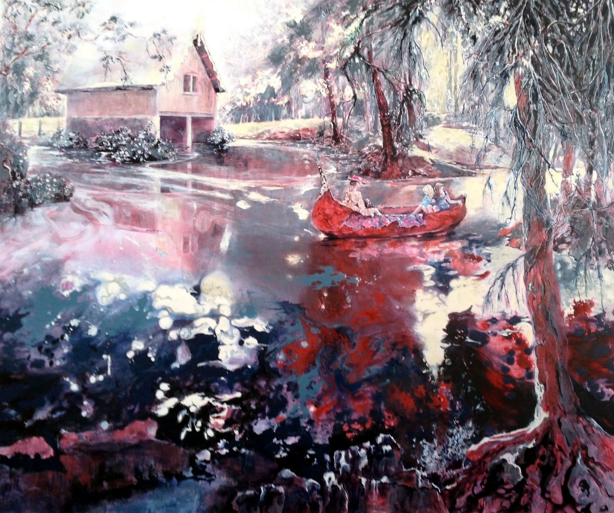 Elvaston bådhus og sø af Mary Smith