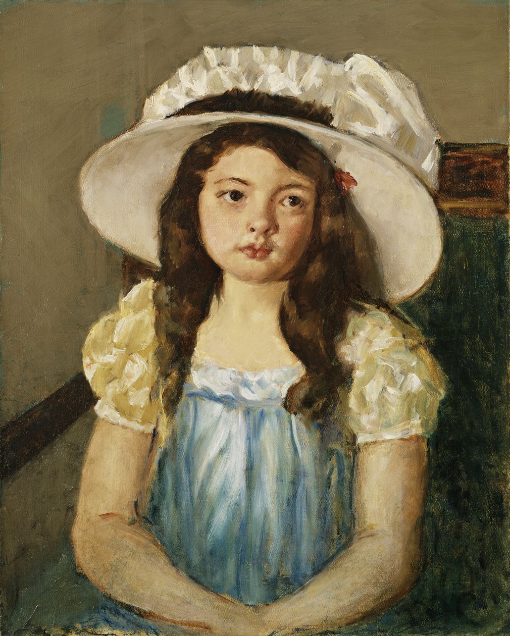 Francoise iført en stor hvid hat, af Mary Cassatt
