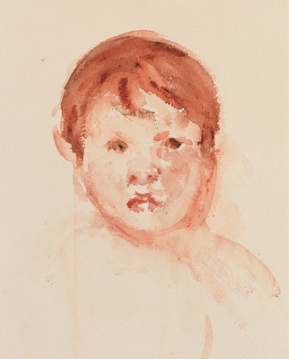 Head of Child, slutningen af det 19.-begyndelsen af det 20. århundrede (akvarel på papir) af Mary Stevenson Cassatt