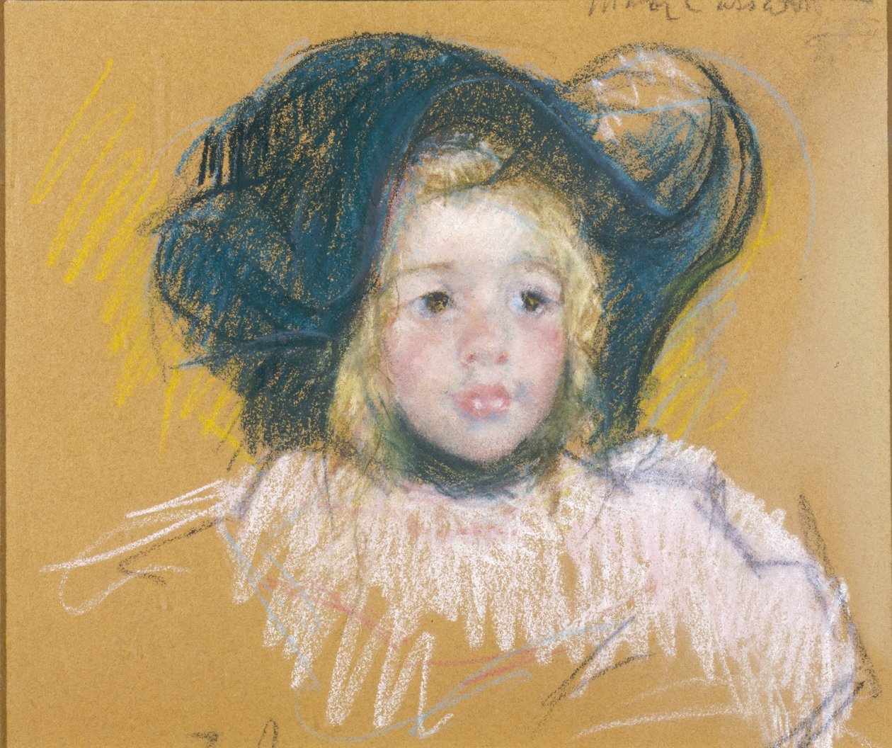 Lille pige med stor hat, ca. 1904 (pastel på papir) af Mary Stevenson Cassatt