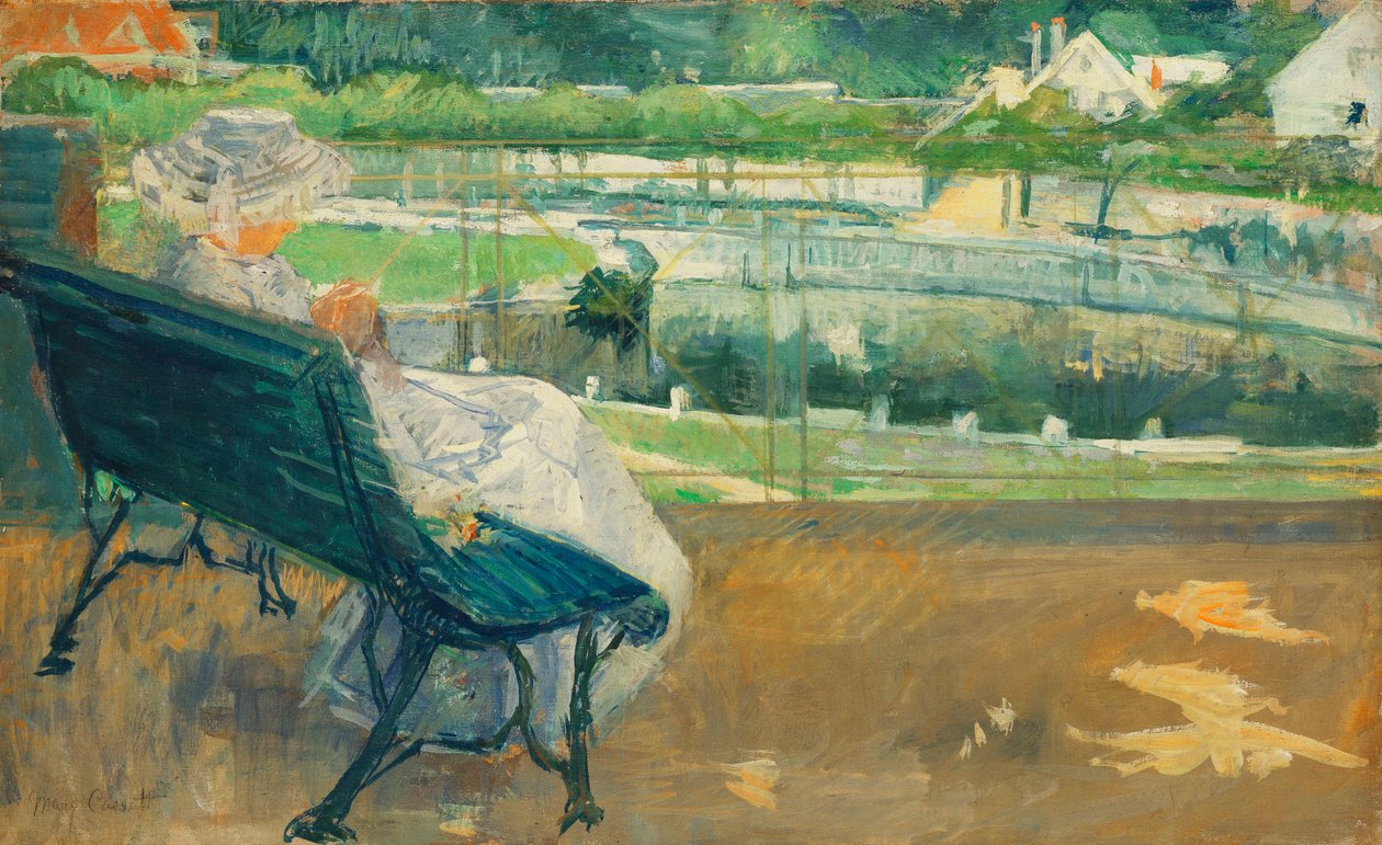 Lydia sidder på en veranda, hækler, ca. 1881 af Mary Cassatt