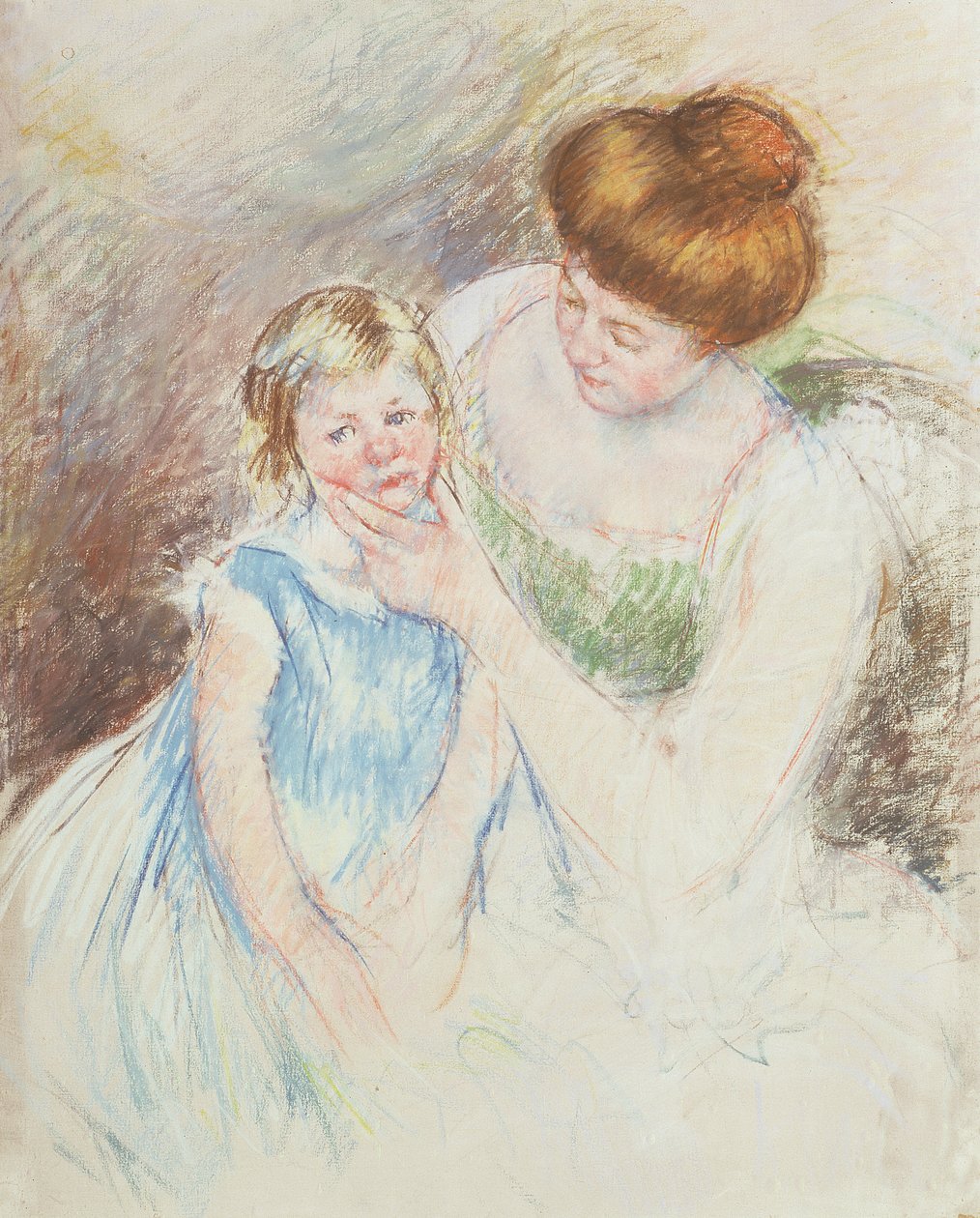 Mor med venstre hånd, der holder Saras hage af Mary Cassatt