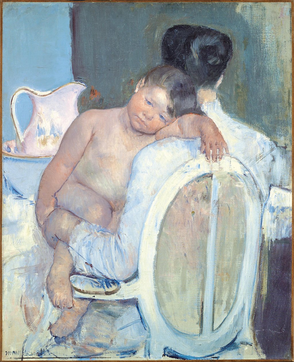 Kvinde sidder med et barn i armene, ca. 1890 af Mary Cassatt