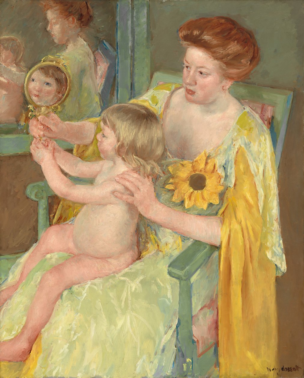 Kvinde med en solsikke, ca. 1905 (olie på lærred) af Mary Stevenson Cassatt