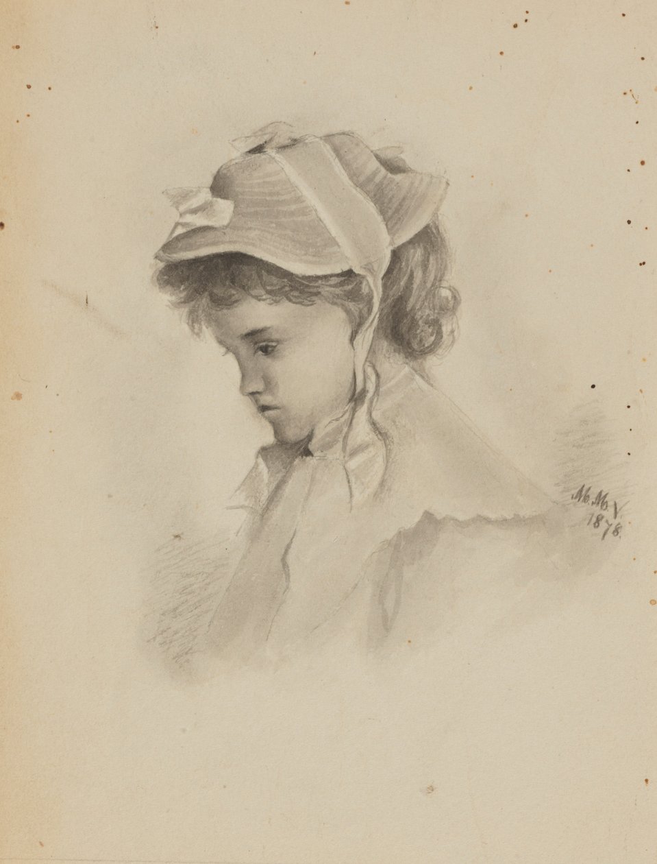Uden titel (hovedet af et barn, der kigger ned) af Mary Vaux Walcott