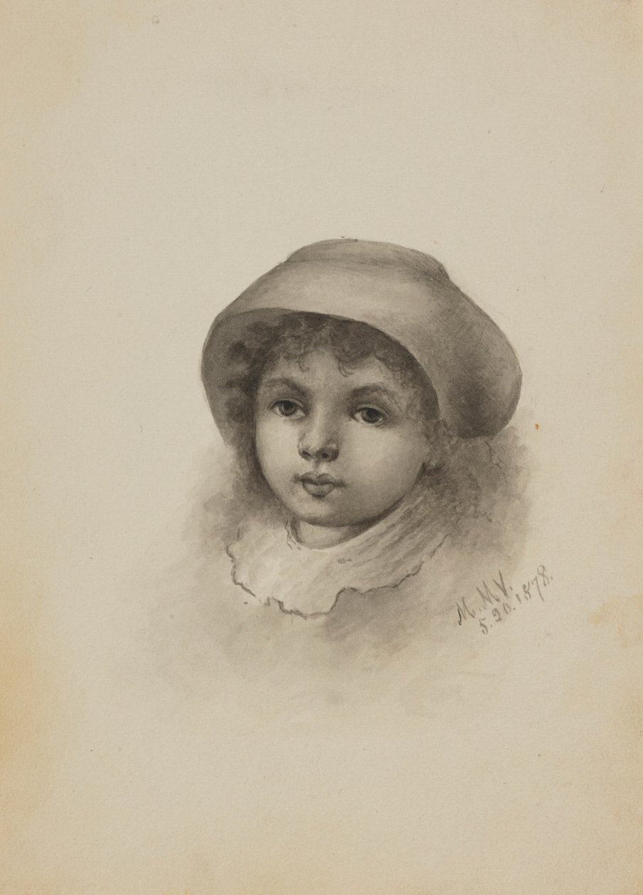Uden titel (Hoved af et barn med hat) af Mary Vaux Walcott
