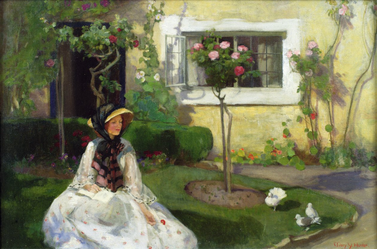 Et stille øjeblik (olie på lærred) af Mary Young Hunter