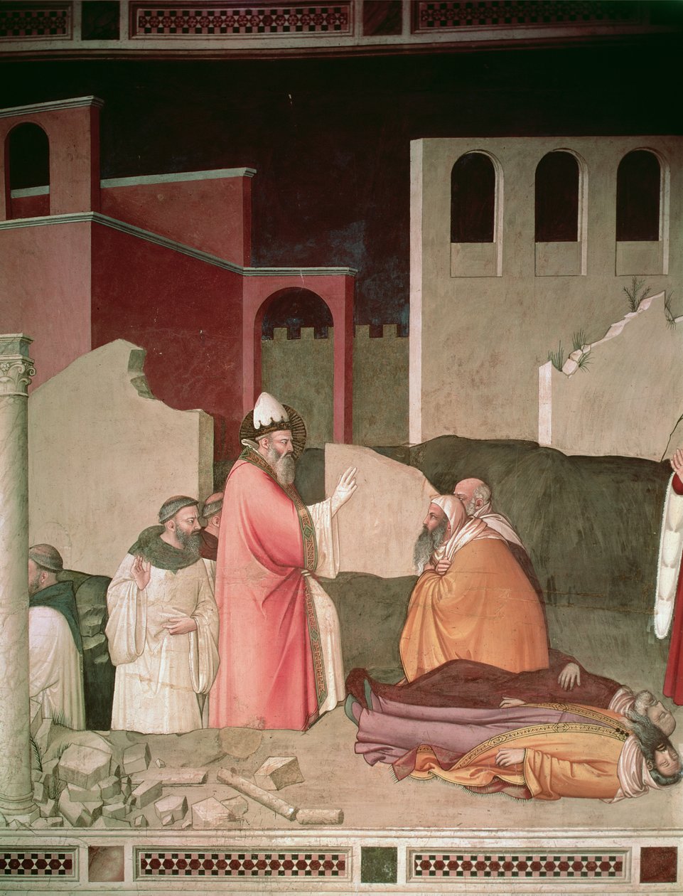 St. Sylvester genopliver to døde romere, detalje fra Bardi-kapellet, ca. 1340 af Maso di Banco