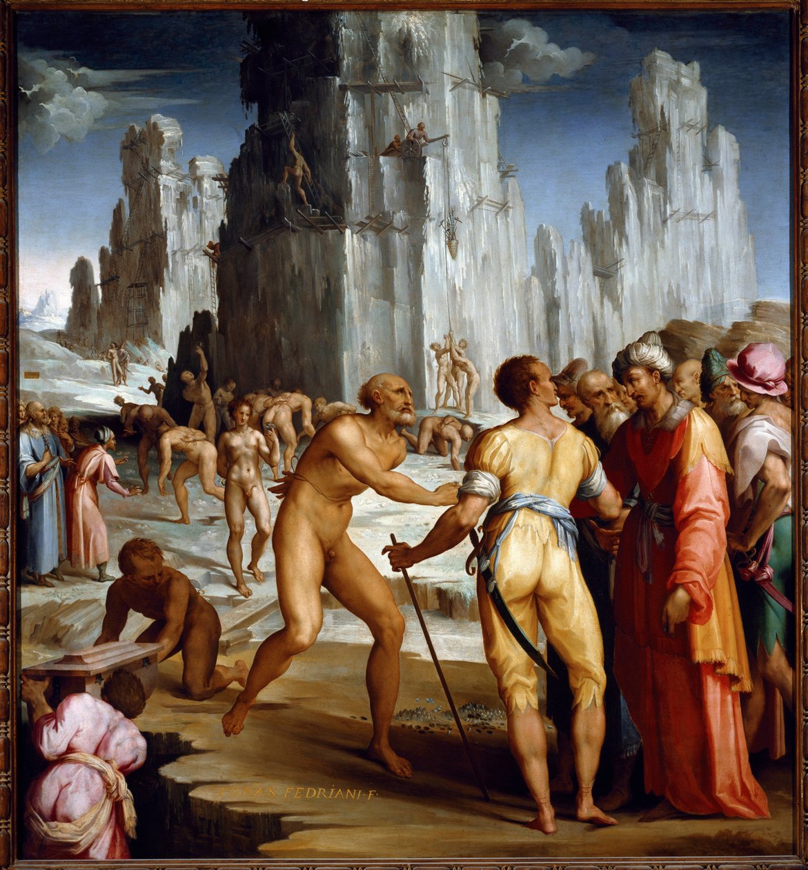 Diamantminearbejde. (Maleri af Maso da San Friano