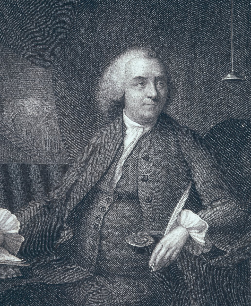 Portræt af Benjamin Franklin, graveret af Edward Fisher (1722-85) af Mason Chamberlin