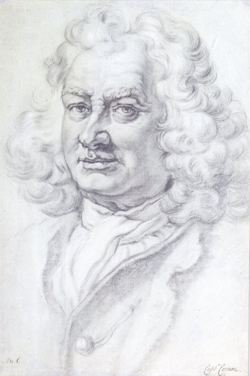 Portræt af kaptajn Thomas Coram (ca.1668-1751), 1768 (blyant) af Mason Chamberlin