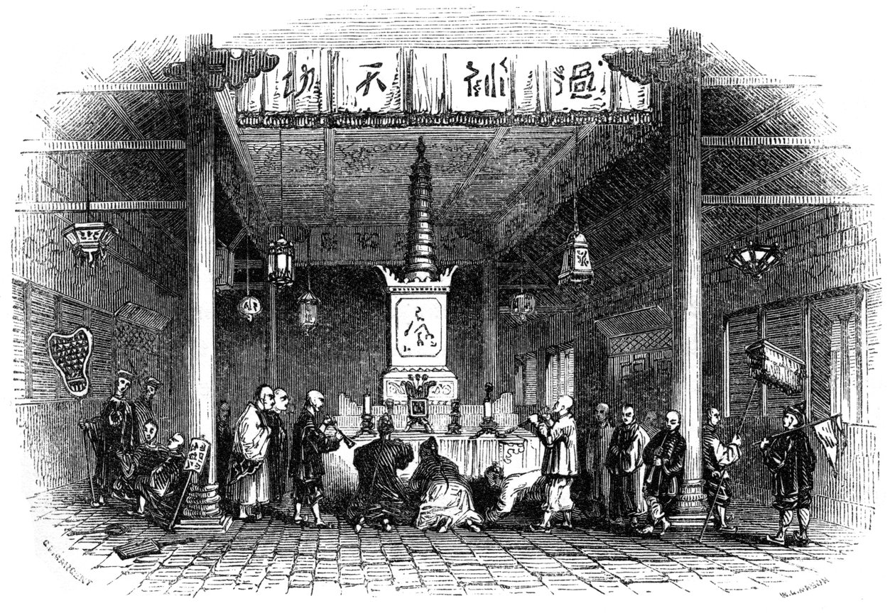 Buddhistisk tempel, Kina, 1847 af Mason