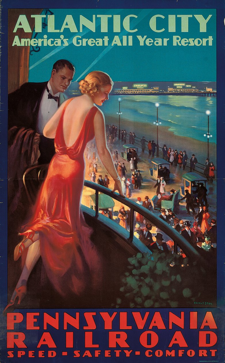 Plakatreklamerejser til Atlantic City af Pennsylvania Railroad af Mason Edward Eggleston