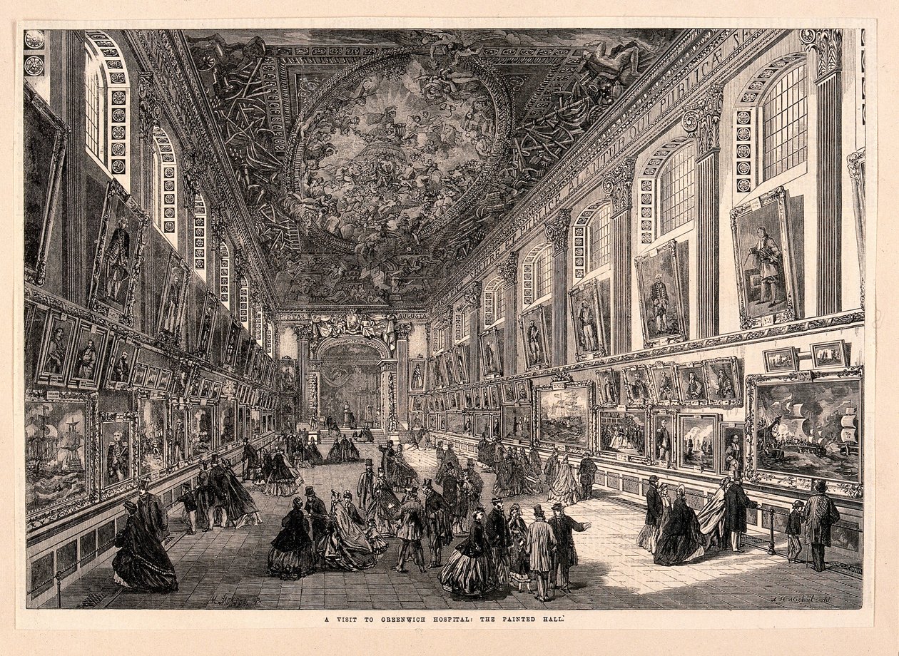 Et besøg på Greenwich Hospital, The Painted Hall - ILN 1865 S3 V0013000 V0013345 af Mason Jackson