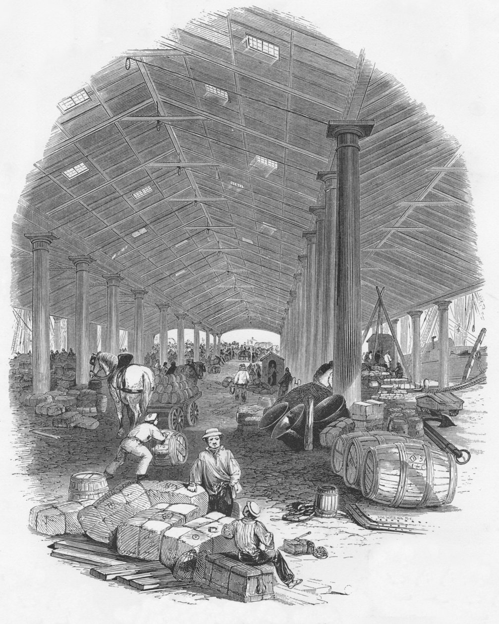 Wharf Shed of the Trafalgar Dock, Liverpool, England, 1847 af Mason Jackson