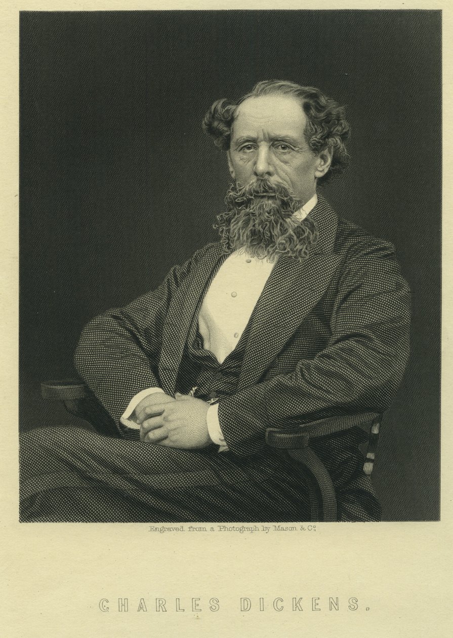 Charles Dickens, portræt efter fotografi af Herbert Watkins (f.1828) af Mason and Co.