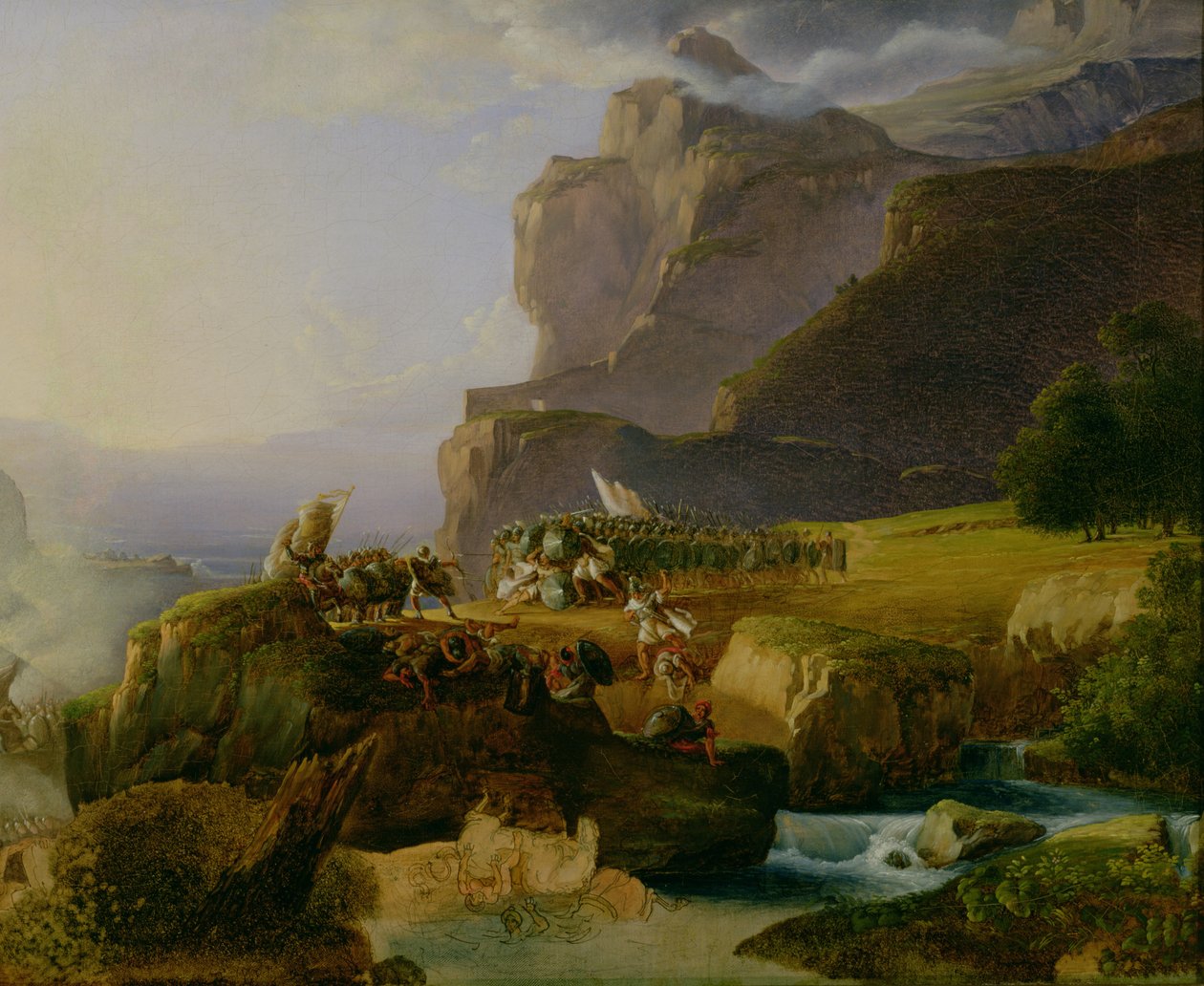 Slaget ved Thermopylae i 480 f.Kr., 1823 af Massimo Taparelli d