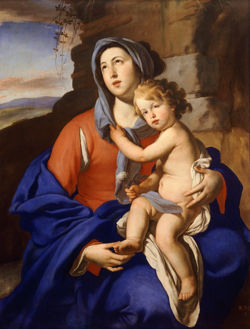 Madonna og barn, af Massimo Stanzione (1585-1656) af Massimo Stanzione