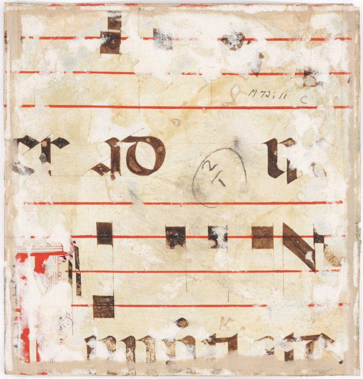 Graduale, udsnit med et historiseret bogstav fra en antifonar, Milano, 1515 (tempera og blæk på pergament) (verso af 3587461) af Master B. F. 16th century Master B. F. 16th century