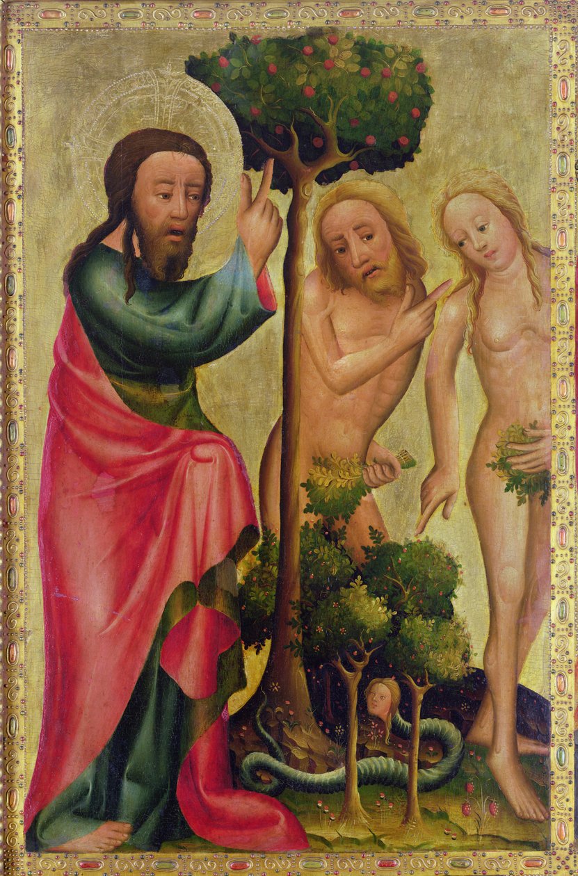 Gud Faderen straffer Adam og Eva, detalje fra Grabow-altertavlen, 1379-83 (tempera på panel) af Master Bertram of Minden