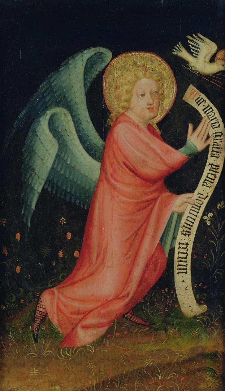 Bebudelsens engel, fra Høsthøsteralteret, ca. 1410 (tempera på eg) (se også 145253 og 145255) af Master Bertram of Minden