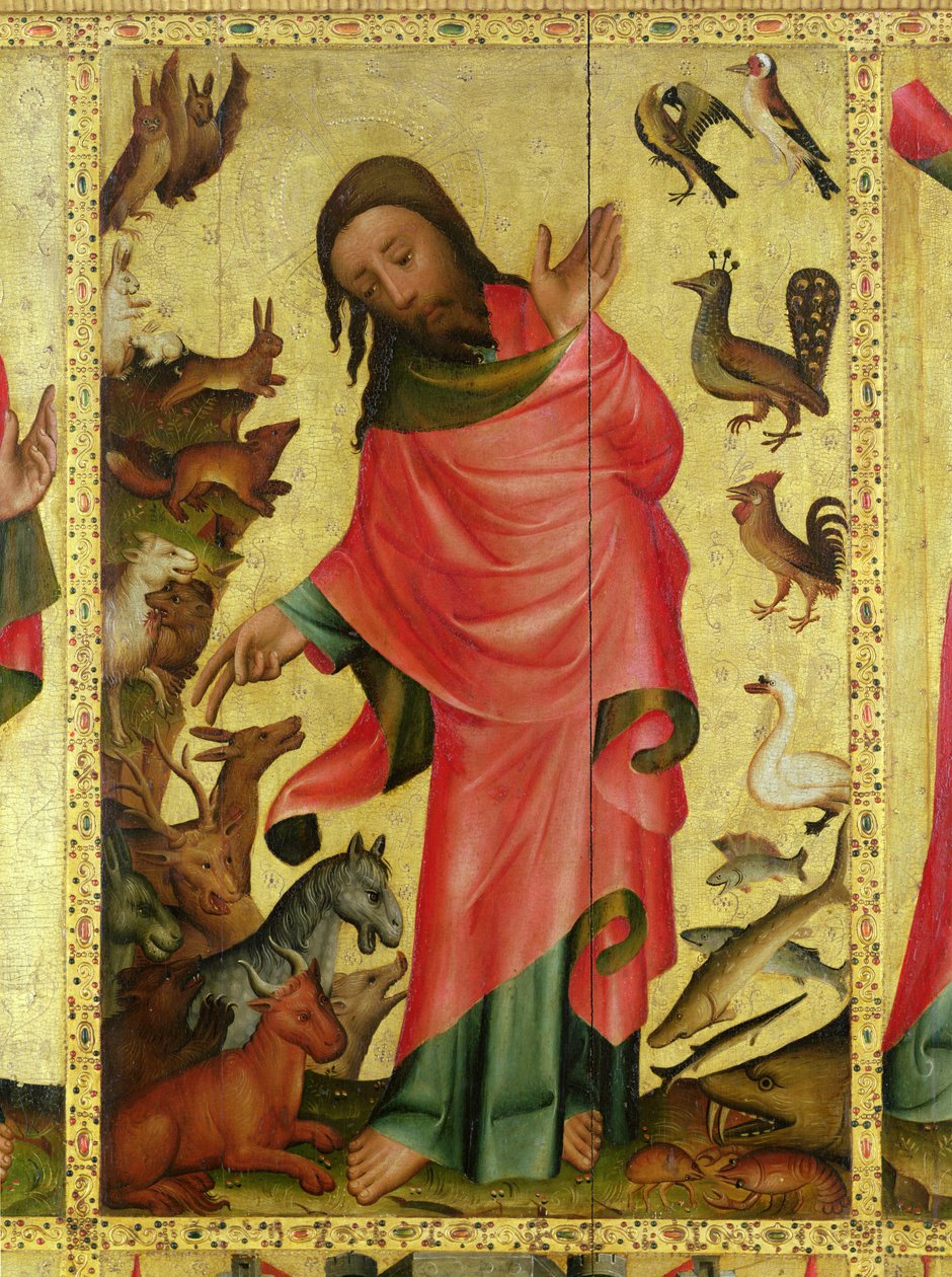 The Creation of the Animals, detalje fra Grabow-altertavlen, 1379-83 (tempera på panel) af Master Bertram of Minden