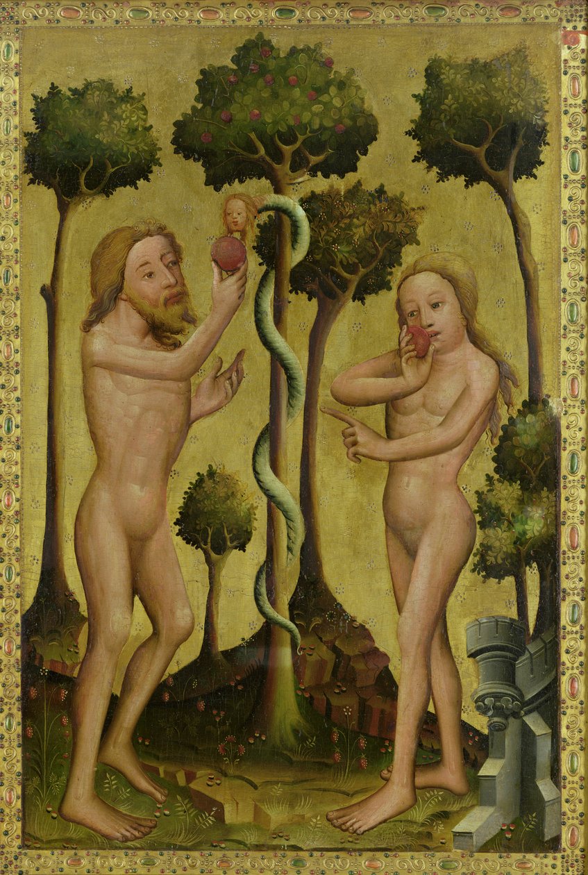 The Fall, detalje fra Grabow-altertavlen, 1379-83 (tempera på panel) af Master Bertram of Minden