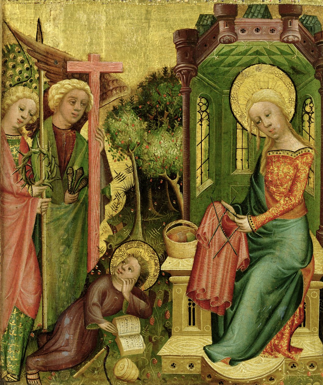 Englens besøg, fra højre fløj af Buxtehude-alteret, 1400-10 (tempera på panel) af Master Bertram of Minden