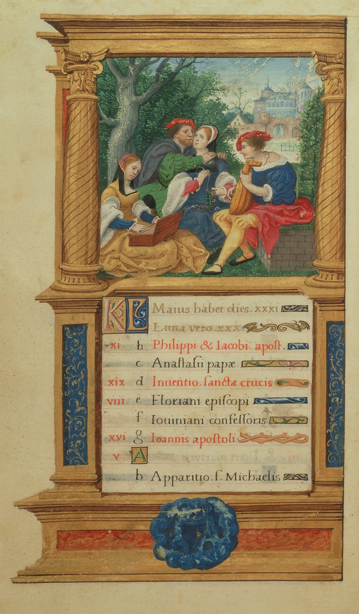 MS W.449 fol.6v May Making Music, ca.1525 af Master Jean de Mauleon