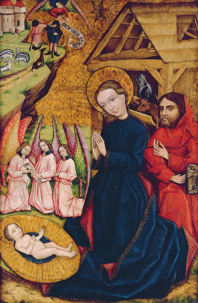 Fødselskirken, fra hovedalteret i Nemetlipcse, ca.1450 (tempera på træ) af Master from Nemetlipcse