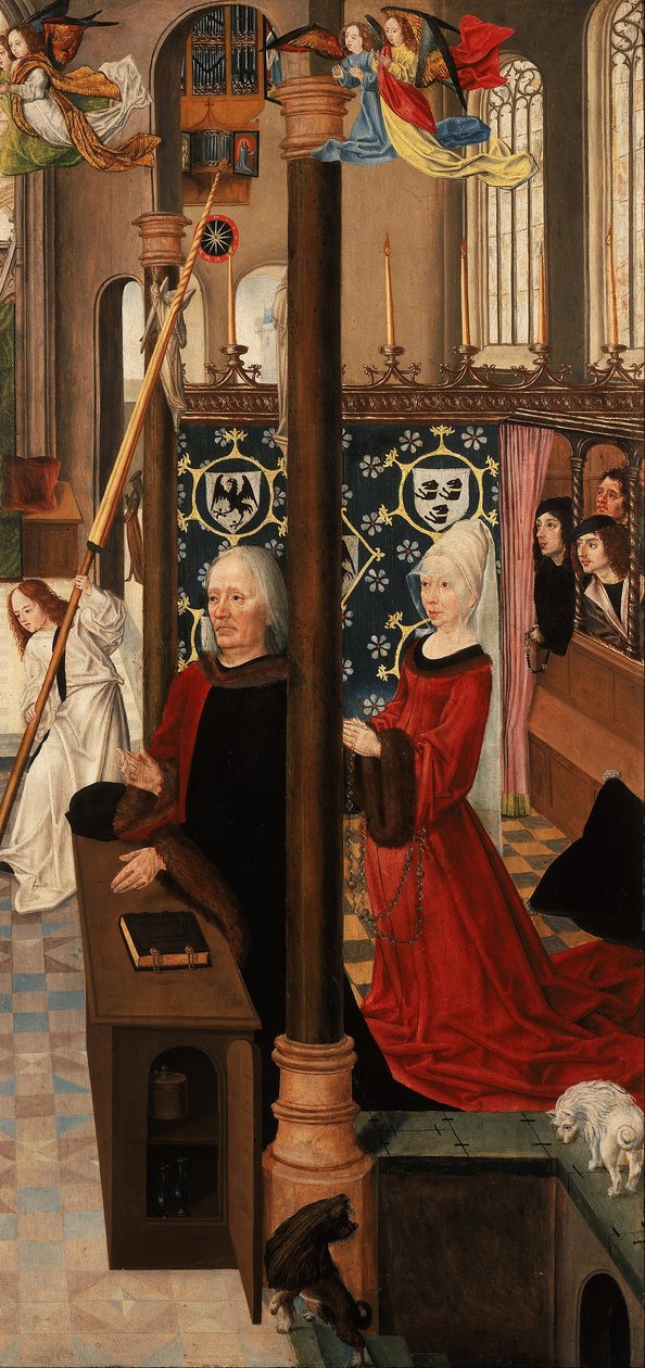 Triptykon med scener fra Christs Passion (bagsiden af højre fløj) To knælende donorer af Master of Aachen the Altarpiece