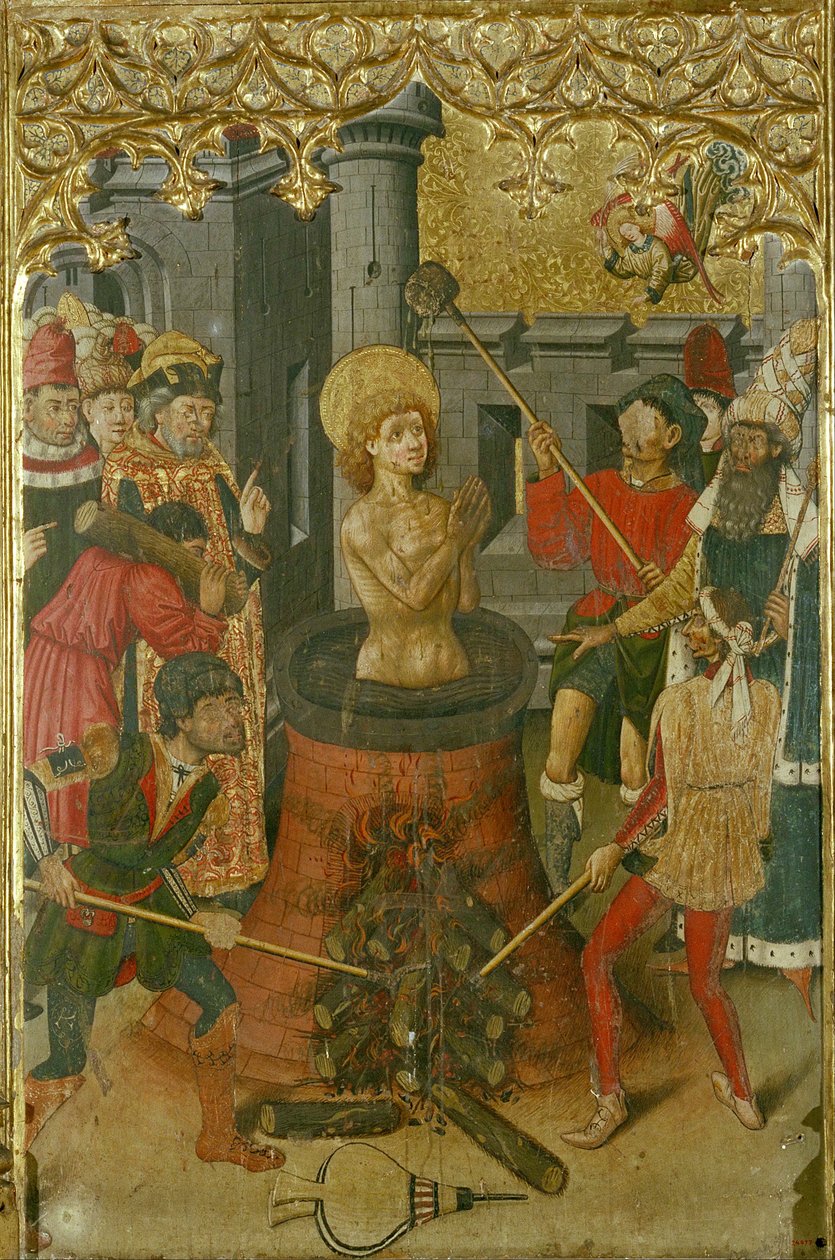 Martyrdøden for den hellige Johannes Evangelisten af Master of Aiguatèbia