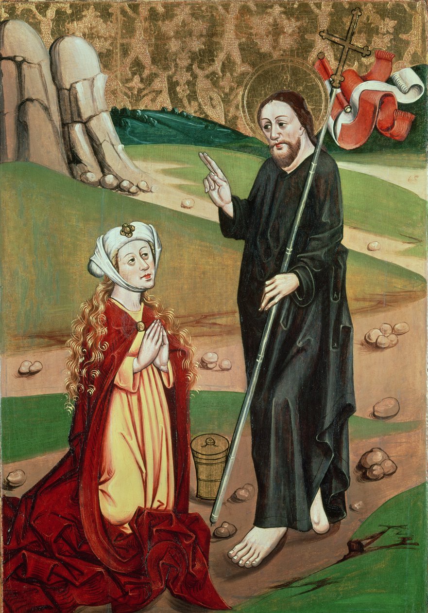 Kristus viser sig for Maria Magdalene (tempera på panel) af Master of Janosret