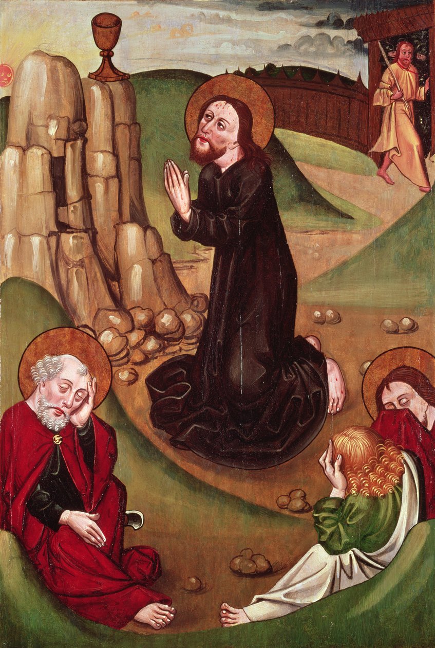The Agony in the Garden (tempera på panel) af Master of Janosret