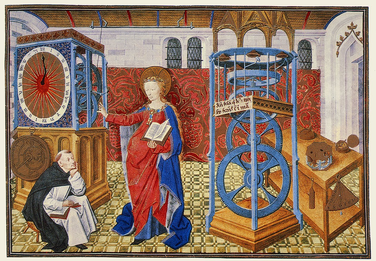Visdom (Sapience), der lærer forfatteren temperamentets forskrifter, fra Horologium Sapientiae af Henri Suso, ca. 1455 af Master of Jean Rolin II