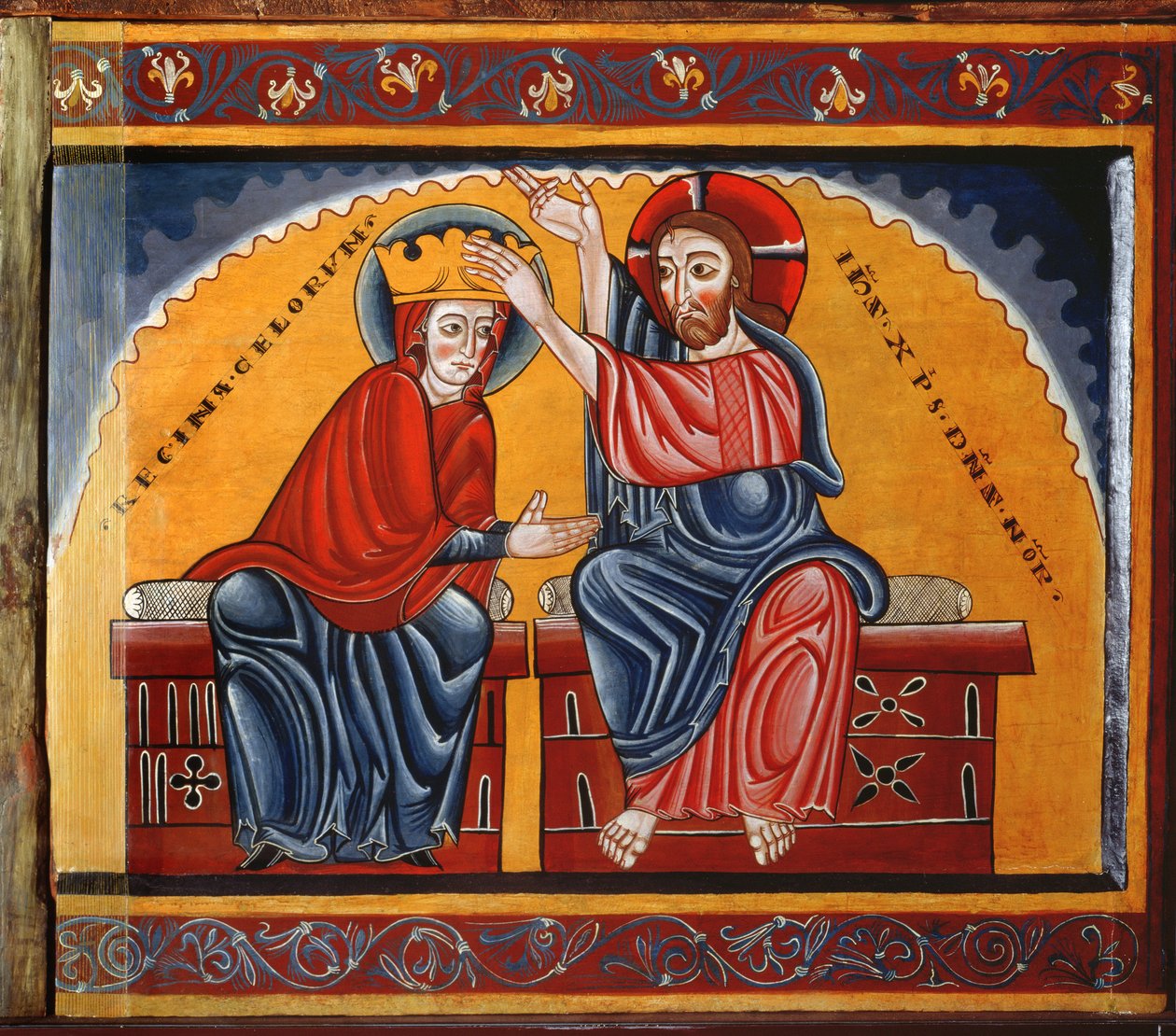 Jomfruens kroning (tempera på panel) af Master of Lluca
