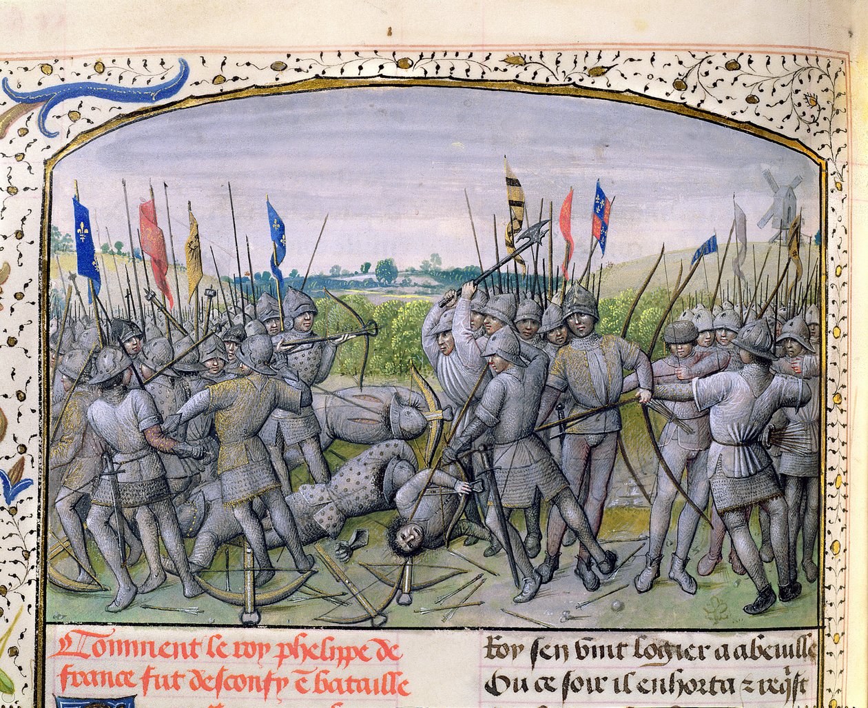 Ms 659 f.255 r. Slaget ved Crecy i 1346, 1477 af Master of Mary of Burgundy