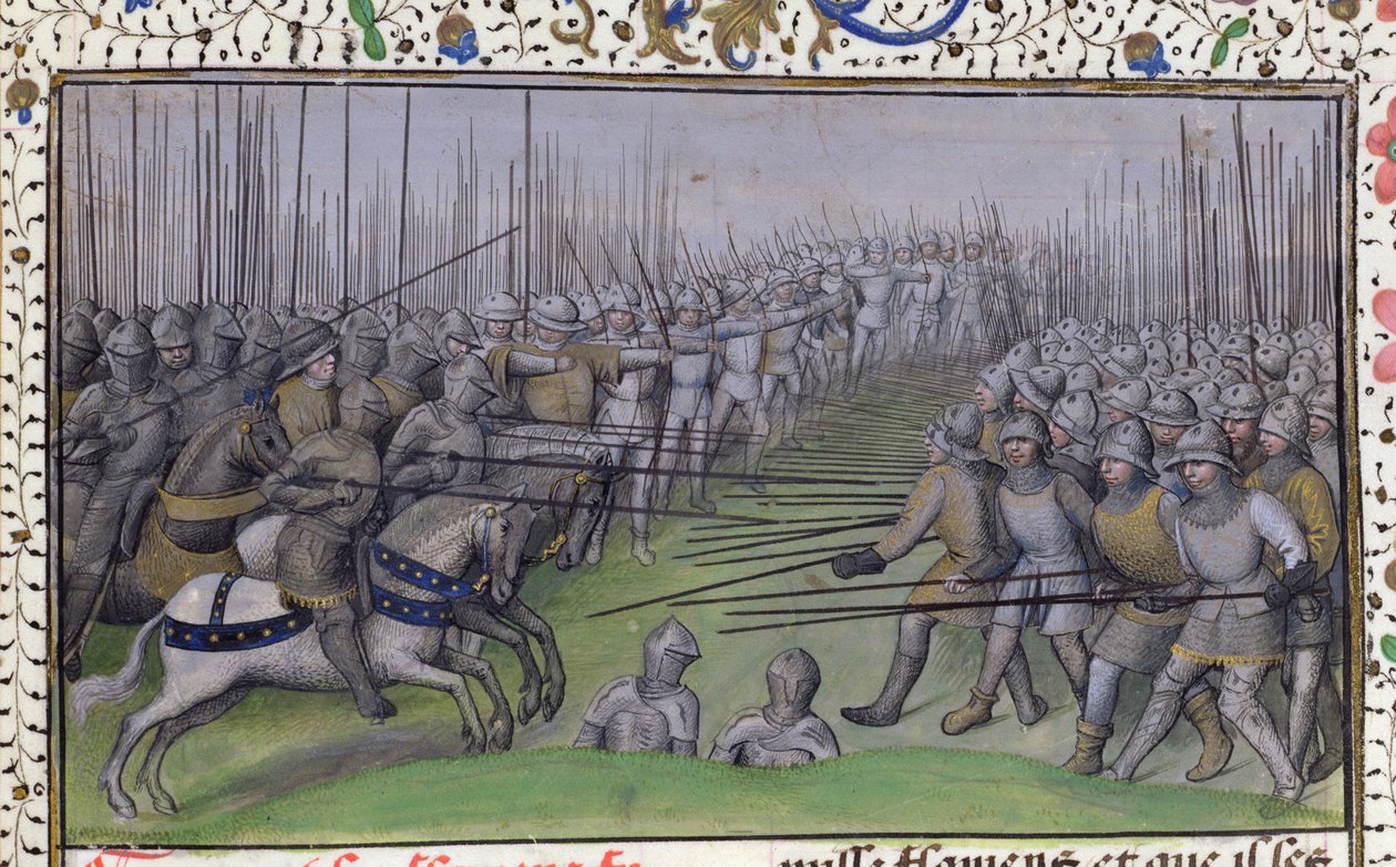 Ms 659 f.284r Franskmændene slog flamlænderne ved Westrozebeke i 1382, 1477 af Master of Mary of Burgundy