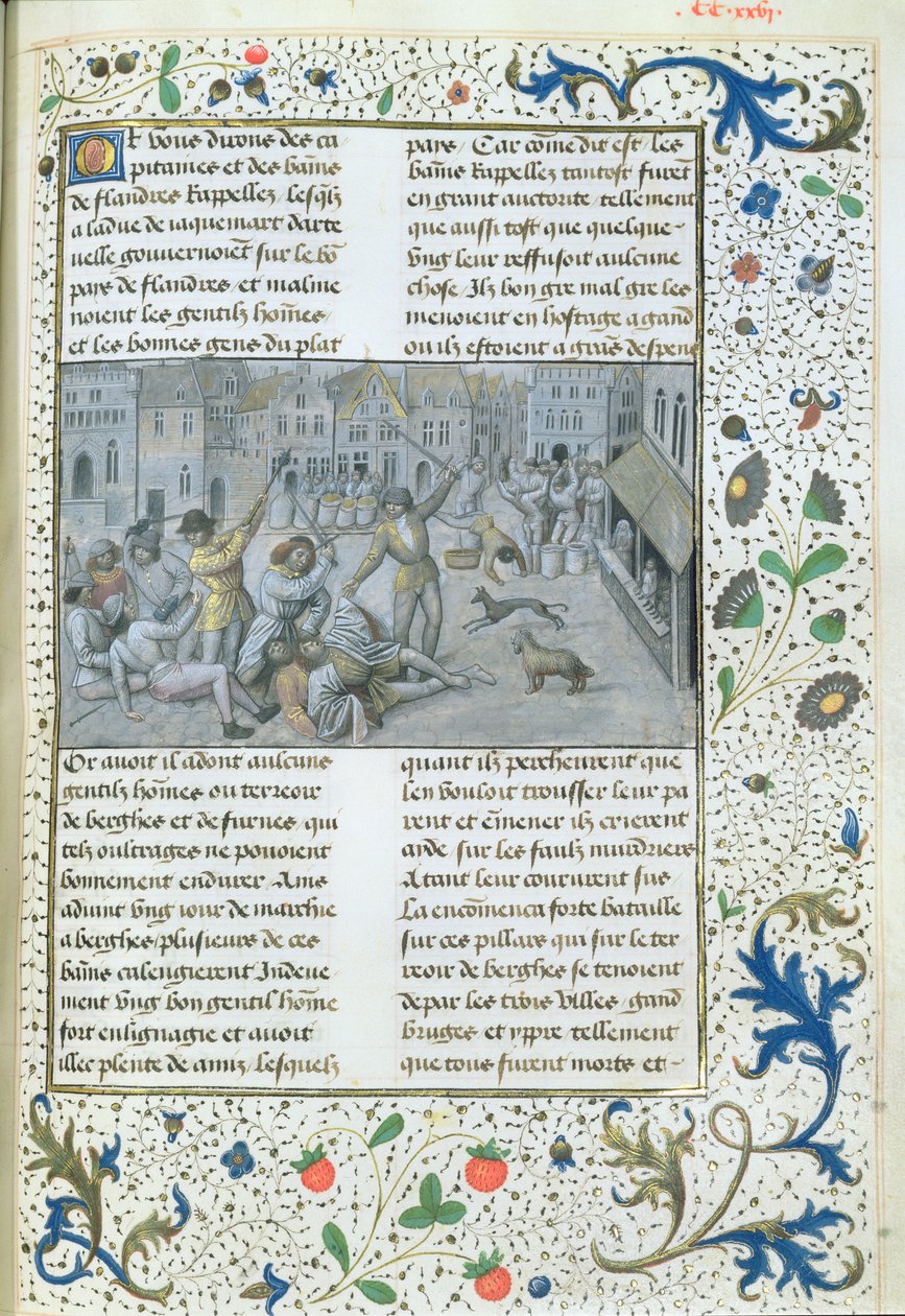 Ms 659 fol.226r Familien Artevelde. Gadekampe i Gent, 1477 af Master of Mary of Burgundy