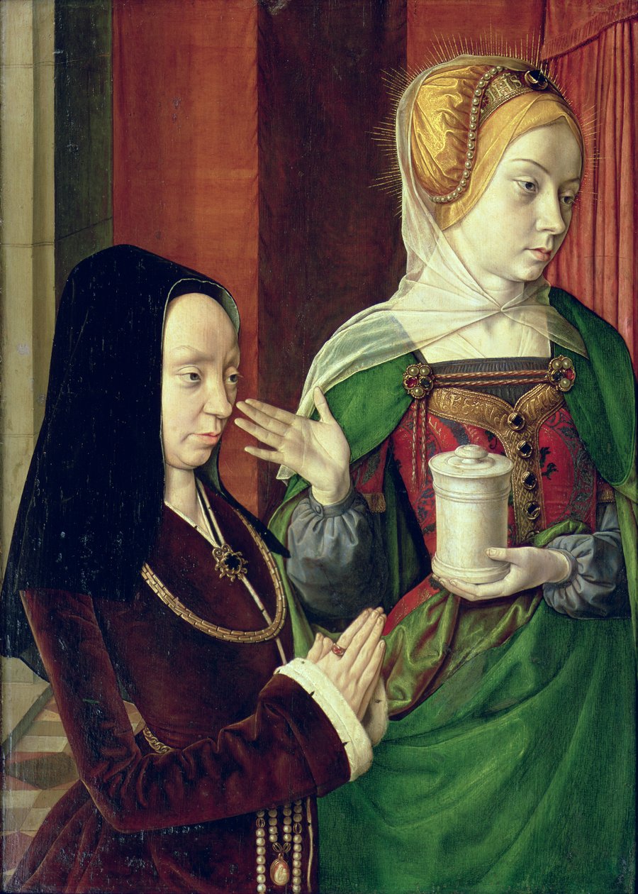 Madeleine af Bourgogne præsenteret af St. Mary Magdalene af Master of Moulins