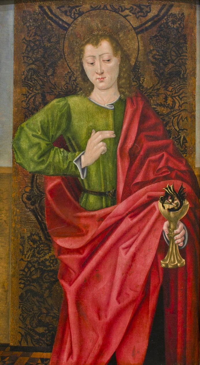Sankt Johannes evangelisten og det forgiftede bæger, ca. 1475 af Master of Saint Nicholas